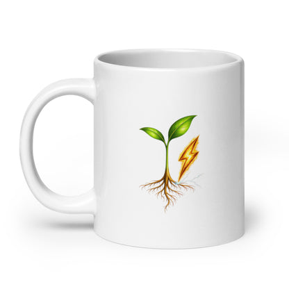 Rise Grove white glossy mug, 20 oz, handle on left