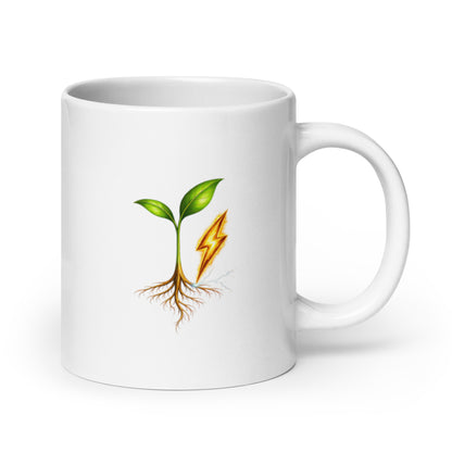 Rise Grove white glossy mug, 20 oz, handle on right