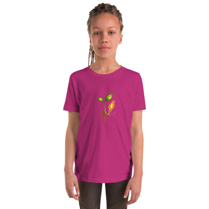 Rise growth-symbol youth T-shirt in berry, front view