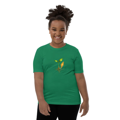 Rise growth-symbol youth T-shirt in kelly, front view