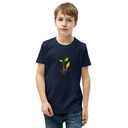 Rise growth-symbol youth T-shirt in navy, front view