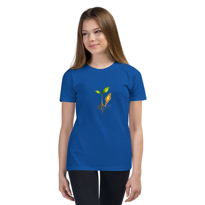 Rise growth-symbol youth T-shirt in true royal blue, front view