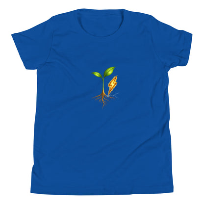 Rise growth-symbol youth T-shirt in true royal, front view